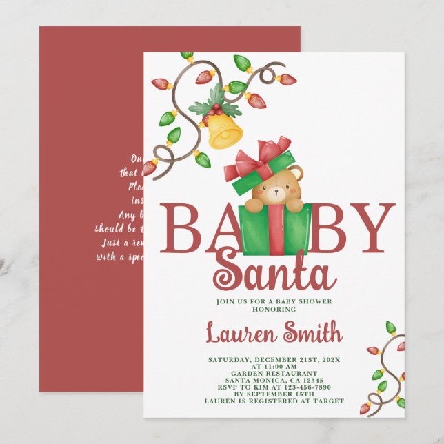 Inbjudan till Santa Baby Shower (Fram/baksida)