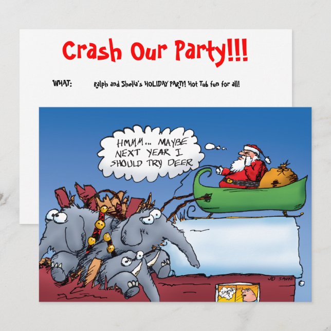 Inbjudan till Santa's Elephants Helgdag (Fram/baksida)