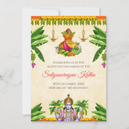 Inbjudan till Satyanarayan Indian puja-inbjudan