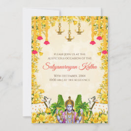 Inbjudan till Satyanarayan pooja Indisk puja-inbju