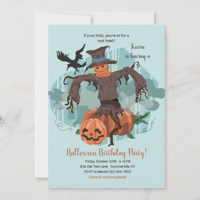 Inbjudan till Scary Fågelskrämma Halloween fest (Framsida)
