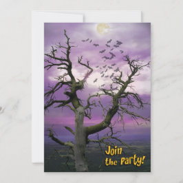 Inbjudan till Scary Fladdermus Träd Halloween fest