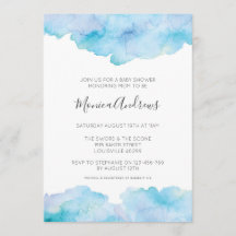 Inbjudan till Sea Blue Vattencolor Baby Shower