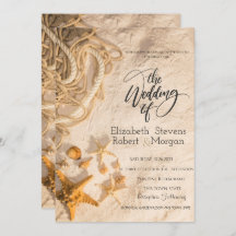 Inbjudan till Seashells Rope Sand Wedding