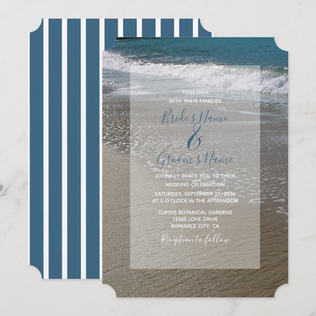 Inbjudan till Seaside Beach & Sand Wedding (Fram/baksida)