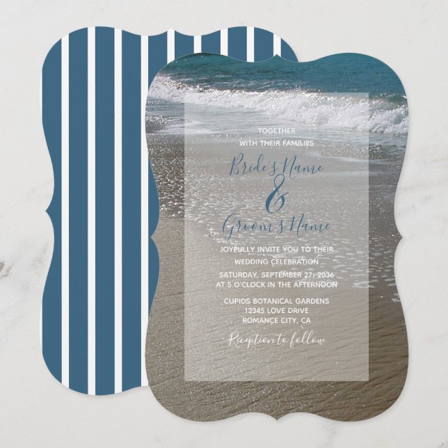Inbjudan till Seaside Beach & Sand Wedding (Fram/baksida)