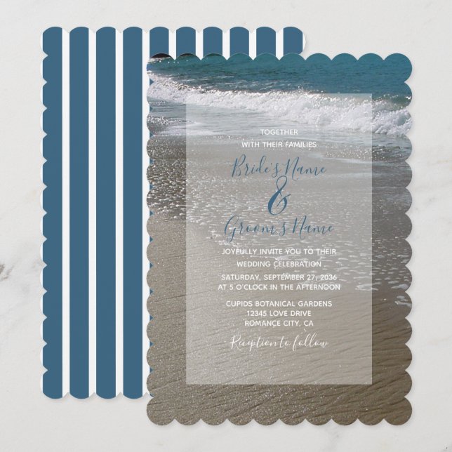 Inbjudan till Seaside Beach & Sand Wedding (Fram/baksida)