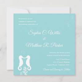 Inbjudan till seaside Seahorse Wedding | Aqua