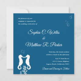 Inbjudan till seaside Seahorse Wedding | Blå flott