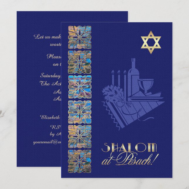 Inbjudan till Seder-Anpassningsbar via Pesach Sede (Fram/baksida)