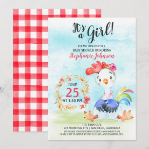 Inbjudan till serverfärgsflicka Rooste Baby Shower