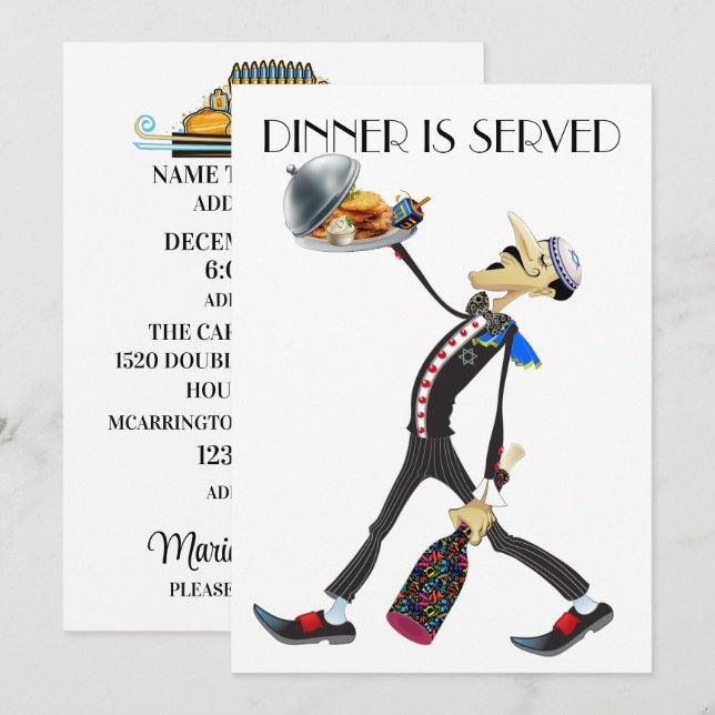 Inbjudan till Servitör för unik insamling (Fram/baksida)