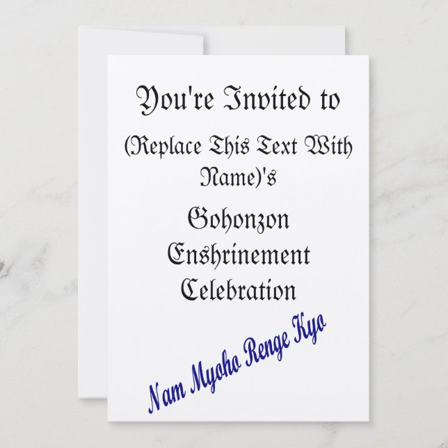 Inbjudan till SGI Gohonzon Enshrinement Firande (Framsida)