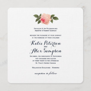 Inbjudan till Shabby chic Coral and Navy Blue Wedd