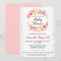 Inbjudan till shabby chic Rustic Blommigt Baby Sho