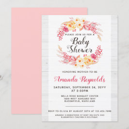 Inbjudan till shabby chic Rustic Blommigt Baby Sho