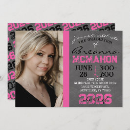Inbjudan till Shock rosa & Black Chalkboard Studen