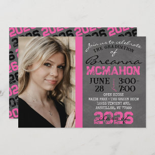 Inbjudan till Shock rosa & Black Chalkboard Studen