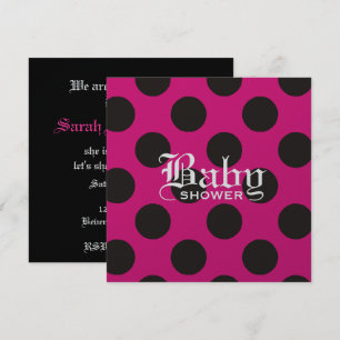Inbjudan till Shock rosa & Black Polka Dot Baby