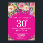 Inbjudan till Shock rosa Blommigt Surprise 30års f<br><div class="desc">Shock rosa Blommigt Överraskad inbjudan till 30års födelsedag för kvinnor. Vattenfärgsblomma Blommigt blomma. Shock rosa bakgrund. Rosa, Gult, Orange, Lila blomma. Vuxen födelsedag. 13:e 15:e 16:e 18:e 20:e 30:e 40:e 60:e 70:e 80:e 90:e 100:e, alla åldrar. Om du vill göra ytterligare anpassningar klickar du på knappen Anpassa och användor verktygen...</div>