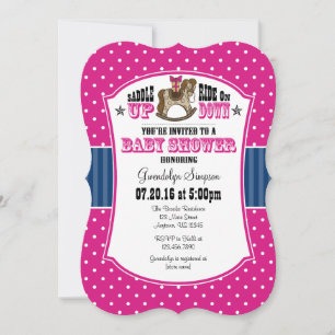 Inbjudan till shock rosa Blue Cowboy Baby Shower