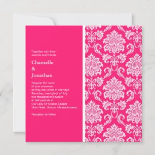 Inbjudan till shock rosa Damask-bröllop