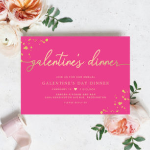 Inbjudan till Shock rosa Galentine-dagen på middag