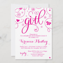 Inbjudan till shock rosa Girly Baby Shower