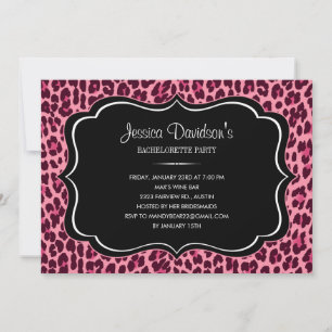 Inbjudan till Shock rosa Leopard Bachelorette-part