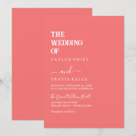 Inbjudan till shock rosa Retro-bröllop