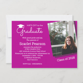 Inbjudan till shock rosa Studentfest Firande