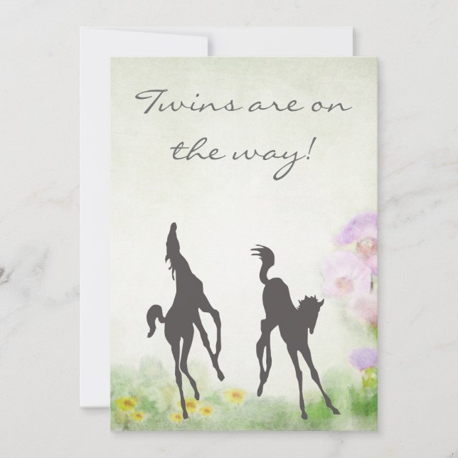 Inbjudan till Silhouette Twin Foals Horse Baby Sho (Framsida)