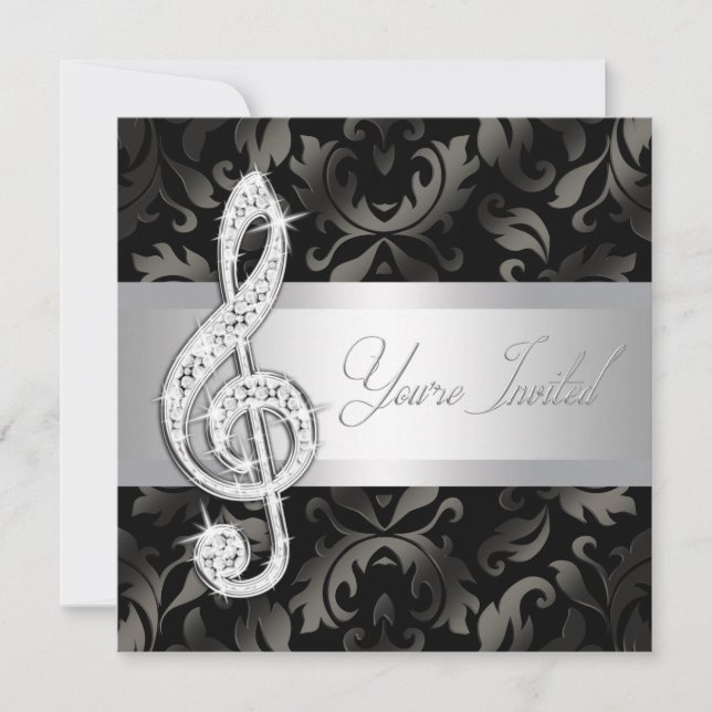 Inbjudan till Silver Black Music Treble Clef-skäl (Framsida)
