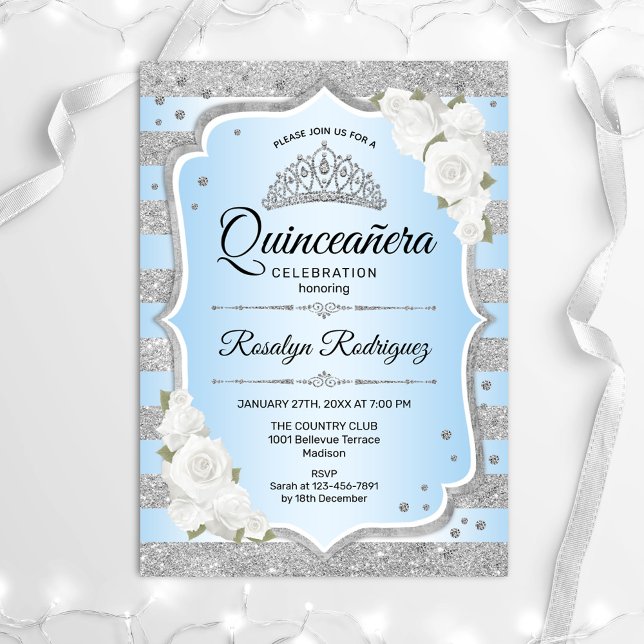 Inbjudan till Silver Blue Quinceanera (Skapare uppladdad)