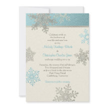 Inbjudan till Silver Blue Snowflake Winter Wedding
