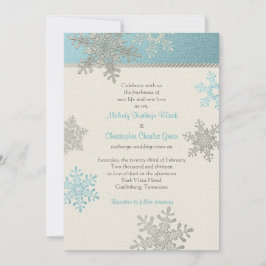 Inbjudan till Silver Blue Snowflake Winter Wedding