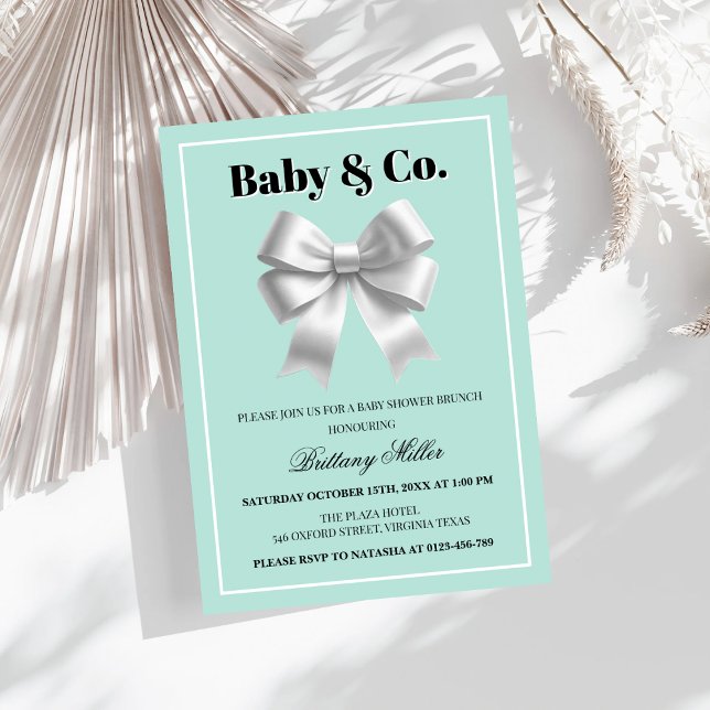 Inbjudan till Silver Bow Baby Shower baby och Co. (Skapare uppladdad)