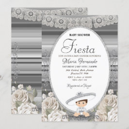 Inbjudan till silver Charro Baby Shower Fiesta
