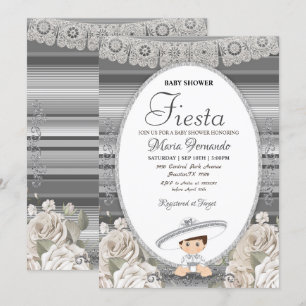 Inbjudan till silver Charro Baby Shower Fiesta