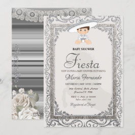 Inbjudan till silver Charro Fiesta Baby Shower