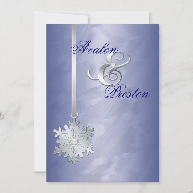 Inbjudan till Silver Diamond Snowflake Blue Foil (Framsida)