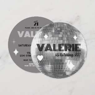 Inbjudan till Silver Disco Boll Grattis på födelse
