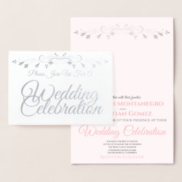 Inbjudan till Silver Foil Rosa & Grått Elegant brö Folierat Kort