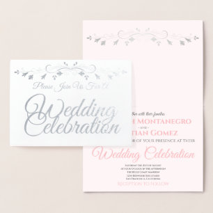 Inbjudan till Silver Foil Rosa & Grått Elegant brö Folierat Kort