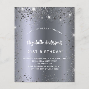 Inbjudan till silver glitter-glam på födelsedagen