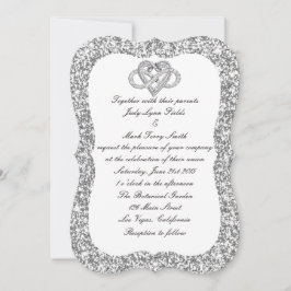 Inbjudan till Silver Glitter Ofinity Heart Wedding