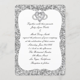 Inbjudan till Silver Glitter Ofinity Heart Wedding