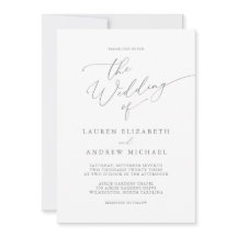 Inbjudan till Silver Grått minimalistiskt bröllop