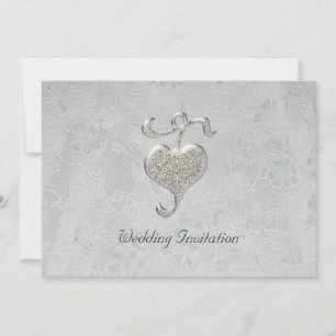 Inbjudan till silver Heart Wedding