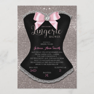 Inbjudan till silver i Lingerie-duschbachelorette